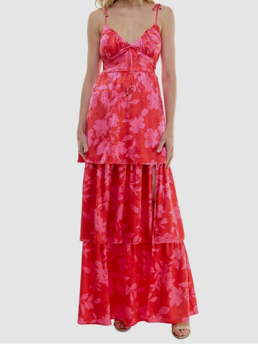 Crystal Doll Floral Ruffled Maxi Dress
